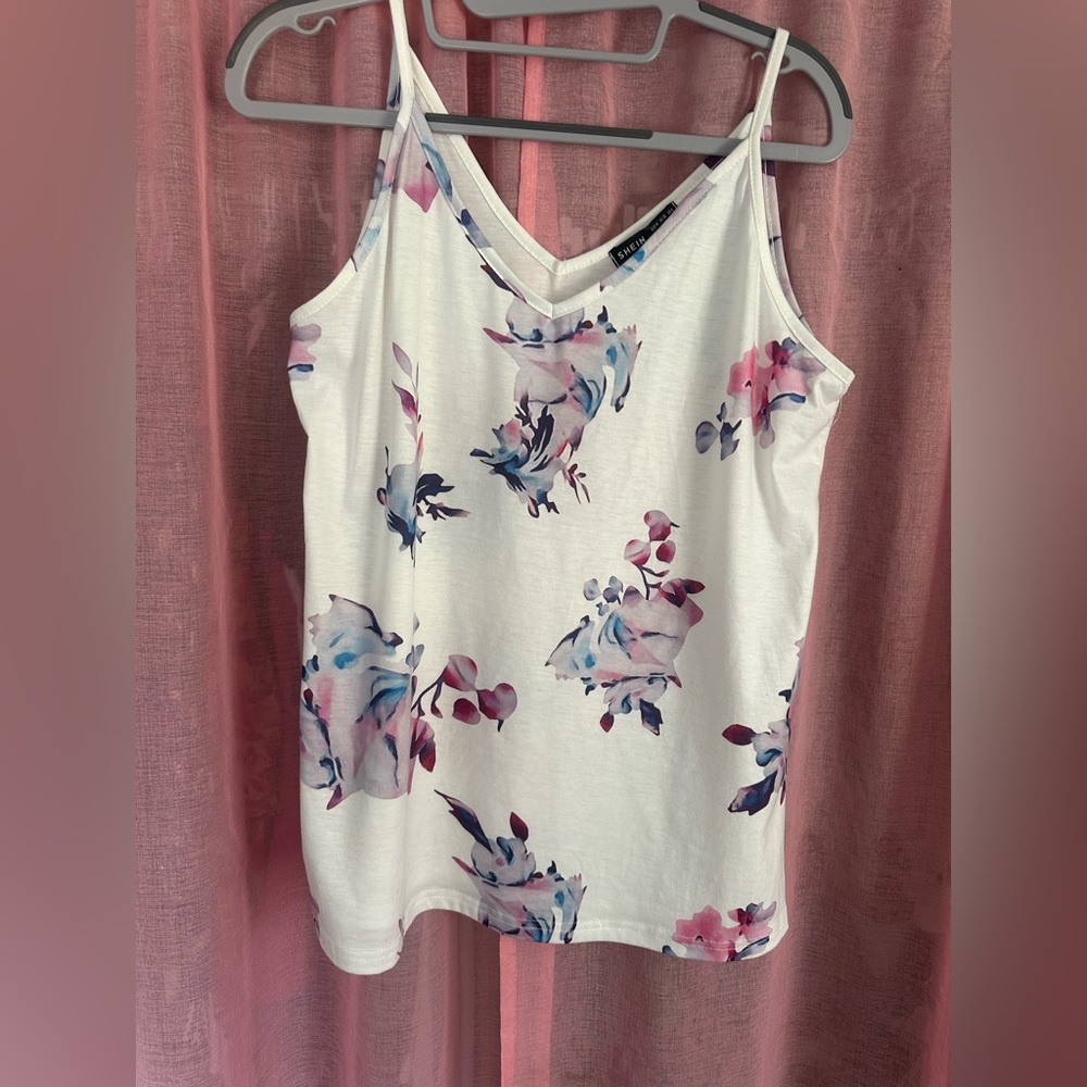 SHEIN White Floral Camisole Top